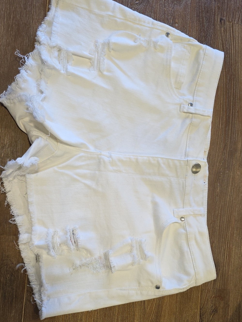 RACHEL Rachel Roy White Distressed Denim Cutoff Shorts